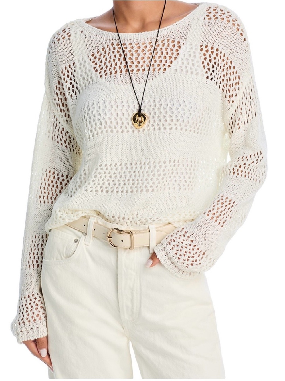Bella Dahl white open knit sweater
